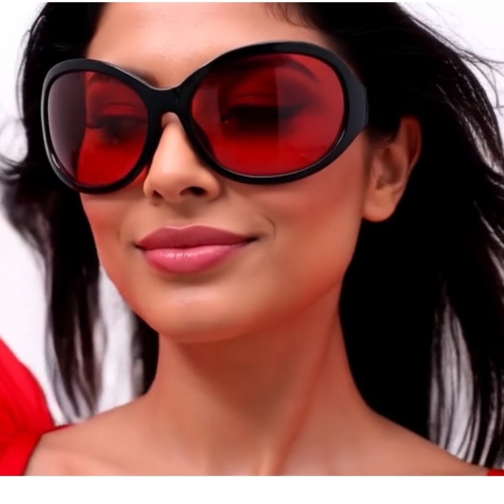 Vintage Oversized Red Sunglasses Irregular Frame Y2K Style Cool Sunshade Glasses